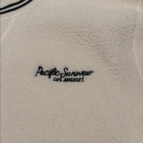 PacSun White Crewneck Fleecy Sweatshirt with Sporty Stripes - Picture 2 of 5